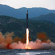 This May 14, 2017, photo distributed by the North Korean government shows the “Hwasong-12,” a new type of ballistic missile at an undisclosed location in North Korea. North Korea on Monday, May 15, 2017, boasted of a successful weekend launch of a new type of “medium long-range” ballistic rocket that can carry a nuclear warhead. Outsiders also saw a significant technological jump, with the test-fire apparently flying higher and for a longer time period than any other such previous missile. Independent journalists were not given access to cover the event depicted in this photo. (Korean Central News Agency/Korea News Service via AP)